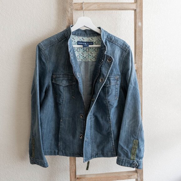 Avenue Jeans Denim Jacket Size 18/20 Utility-Inspired Button Zip Jean Jacket - Picture 5 of 6